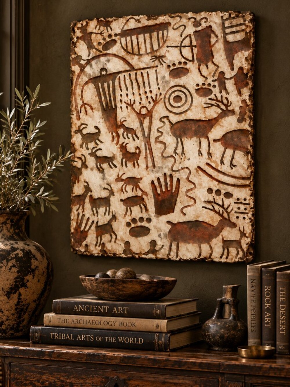 Rare Original Vintage Petroglyph Wall Art by Tucson, Arizona Artist Ron Nelson